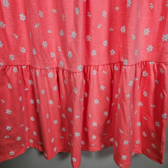 Girls Coral Ruffle Floral Dress Smocked Waist & Shoulder Straps Size Large 10-12 - Picture 5 of 10